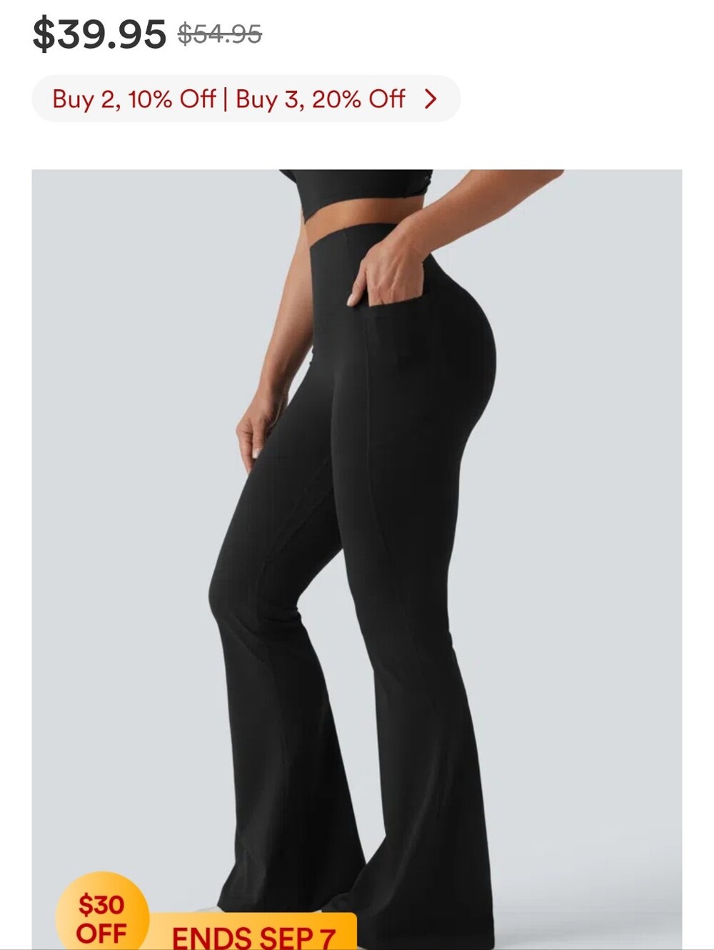 High-Waist Black Flare Yoga Legging with Side Pockets